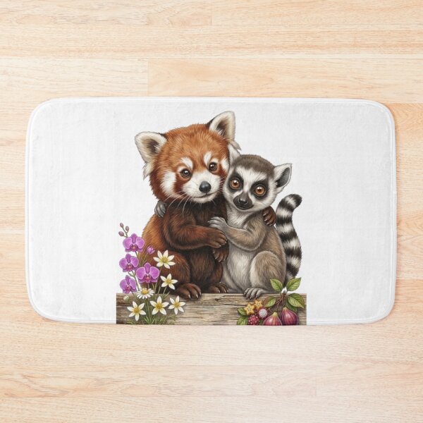 Item preview, Exotic Duo: Red Panda and Lemur Embracing designed and sold by CHRIST5000.