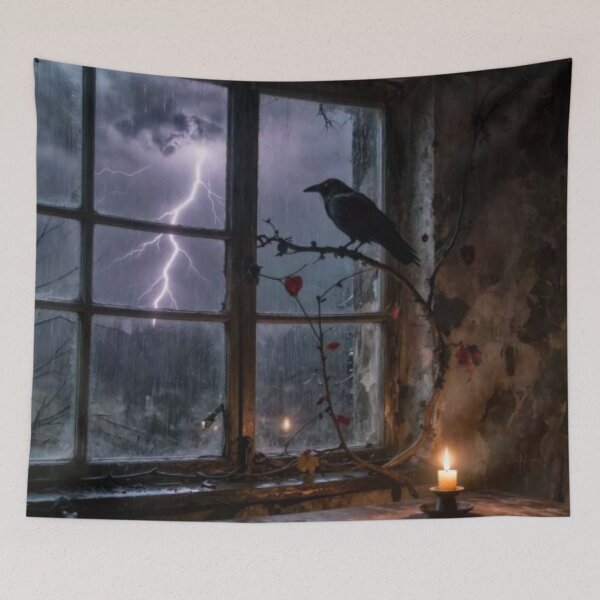 Item preview, Storm Window Crow Dark Moody Aesthetic designed and sold by GraveyardGlam.