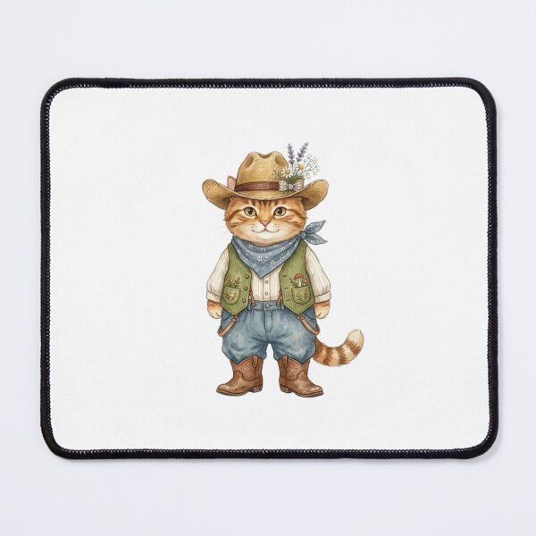 Item preview, Western Cowboy Cat with Wildflowers Hat and Boots designed and sold by SOUFIANE1991.