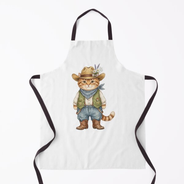 Item preview, Western Cowboy Cat with Wildflowers Hat and Boots designed and sold by SOUFIANE1991.