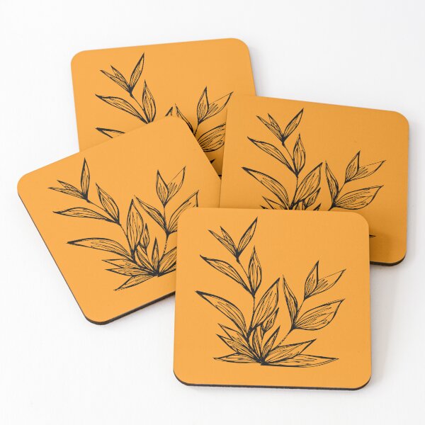 Item preview, Small Bush II, Line Drawing Symmetric Minimalist Aesthetic Natural Design, Yellow Mustard designed and sold by SWSandraWechner.