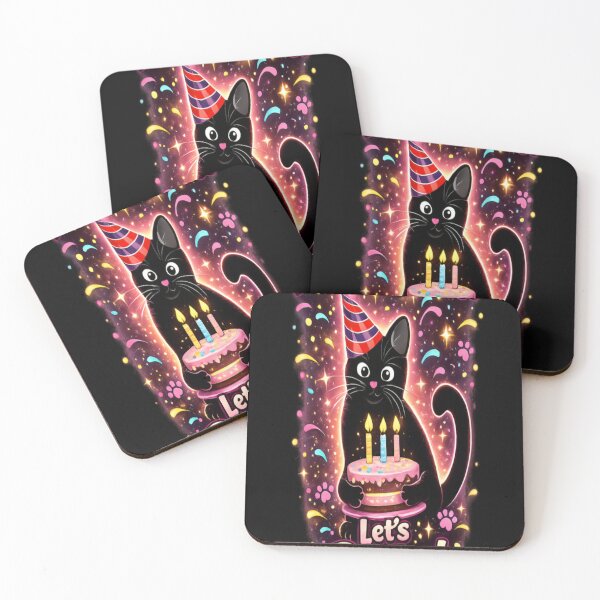 Item preview, Black Cat Birthday Party Shirt – Cute Cat with Cake & Party Hat – Let's Party Happy Birthday Tee for Cat  designed and sold by CatLovers Studio.