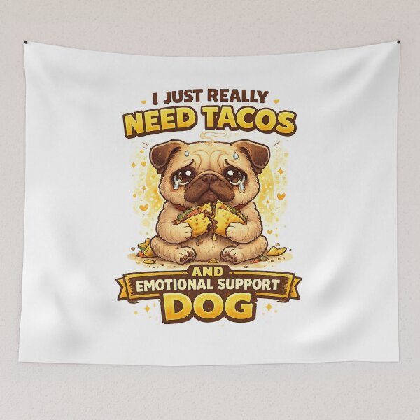 Item preview, Funny Emotional Support Dog Taco Meme Design designed and sold by Wolf Creator.