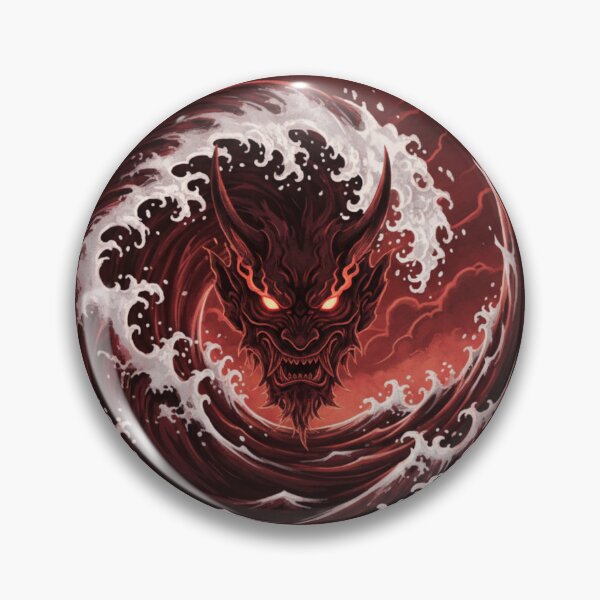 Item preview, Japanese Oni Wave – Red Demon Ocean Circle Art designed and sold by LavinyArt.