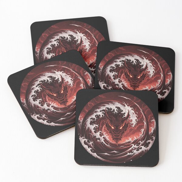 Item preview, Japanese Oni Wave – Red Demon Ocean Circle Art designed and sold by LavinyArt.