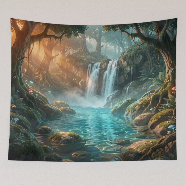 Item preview, Enchanted Waterfall Forest Art with Mystic Light by FotoworldEdel designed and sold by FotoworldEdel.