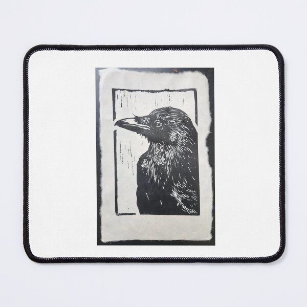 Item preview, Minimal Raven Block Print Gothic Art designed and sold by GraveyardGlam.
