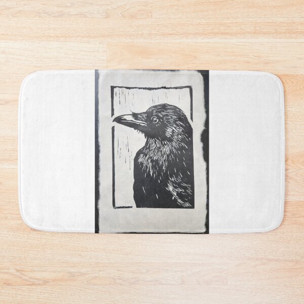 Item preview, Minimal Raven Block Print Gothic Art designed and sold by GraveyardGlam.