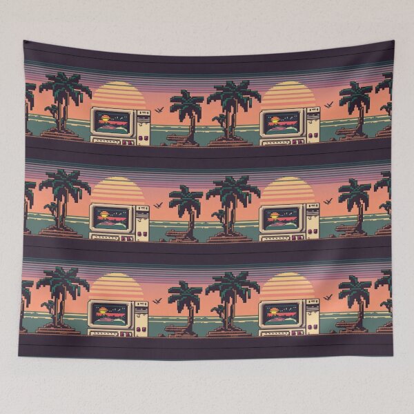 Item preview, Retro Pixel Sunset – Vaporwave Aesthetic designed and sold by EchoWave11.