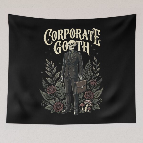 Item preview, Corporate Goth Skeleton Botanical Office Worker designed and sold by ElaineZPink.