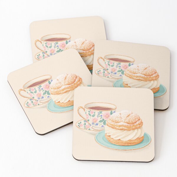 Item preview,  Kawaii Coffee and Semla Fika Cute Scandinavian Art designed and sold by BobaBunny76.