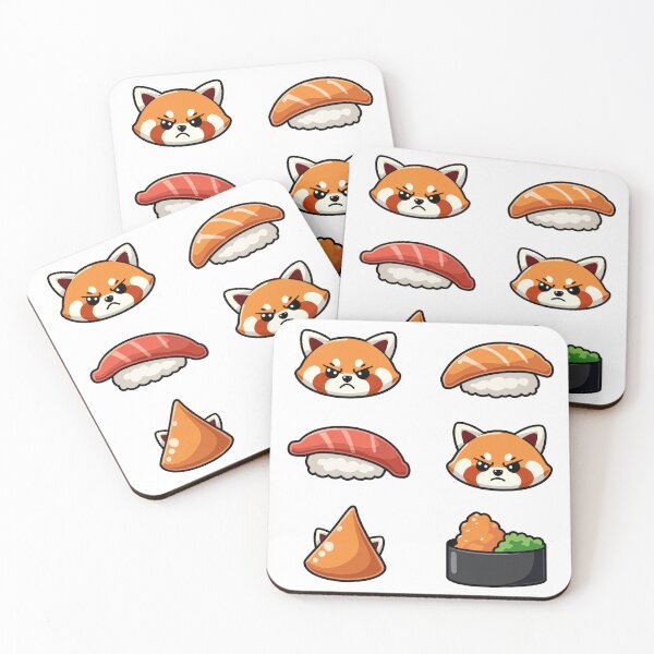 Item preview, Grumpy Red Panda Sushi Sticker Pack Sheet designed and sold by The Grumpy Pet Club.
