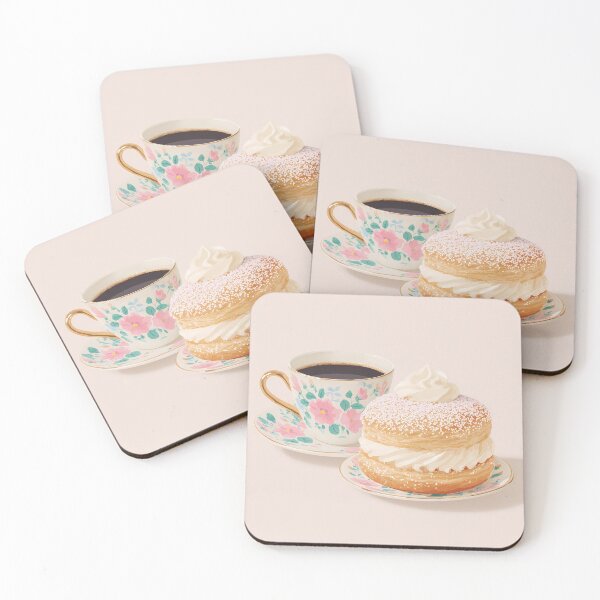 Item preview, Copy of  Kawaii Coffee and Semla Fika Cute Scandinavian Art designed and sold by BobaBunny76.