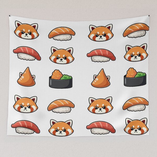 Item preview, Grumpy Red Panda Sushi Sticker Pack Sheet designed and sold by The Grumpy Pet Club.