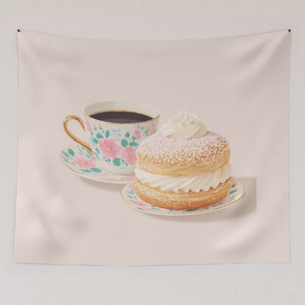 Item preview, Copy of  Kawaii Coffee and Semla Fika Cute Scandinavian Art designed and sold by BobaBunny76.