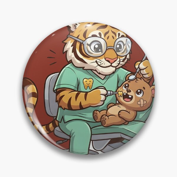 Item preview, Kawaii Tiger Dentist - Adorable Pediatric Dental Clinic Anime Mascot Art designed and sold by WalterAdd.
