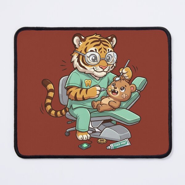 Item preview, Kawaii Tiger Dentist - Adorable Pediatric Dental Clinic Anime Mascot Art designed and sold by WalterAdd.