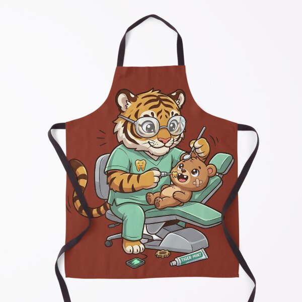 Item preview, Kawaii Tiger Dentist - Adorable Pediatric Dental Clinic Anime Mascot Art designed and sold by WalterAdd.