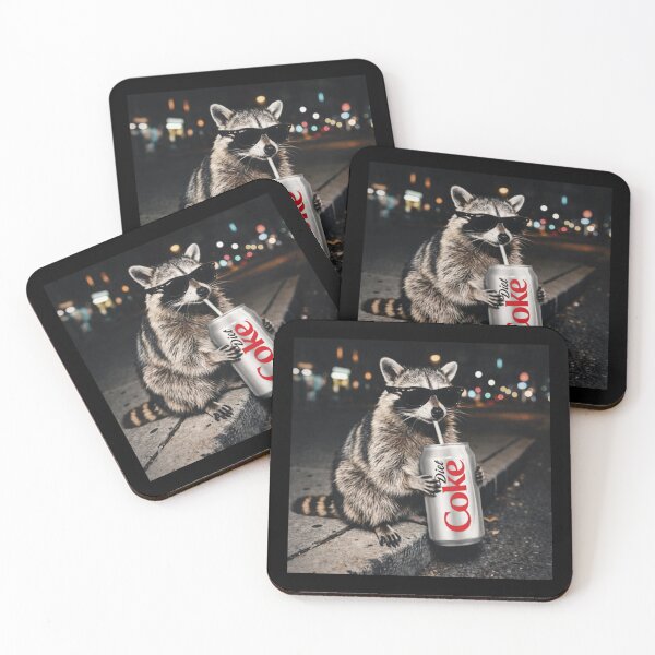 Item preview, Funny Raccoon Drinking Diet Coke, Funny Meme Raccoons designed and sold by Vonravenn.