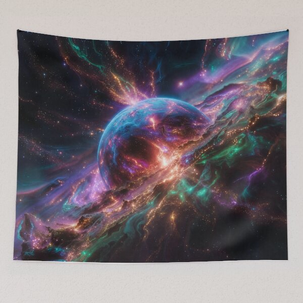 Item preview, Cosmic Planet in Vibrant Nebula designed and sold by HistoriQuips.