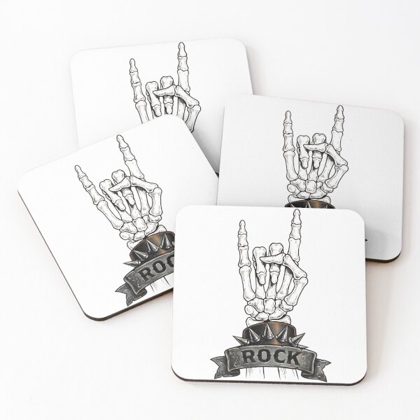 Item preview, Rock On Skeleton Hand - Rocker Horns with Spiked Wristband and Banner designed and sold by Skully-Studio.