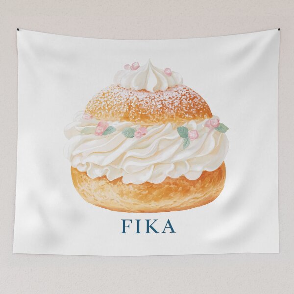 Item preview, Fika Semla Swedish Cream Bun Elegant Scandinavian Dessert Art designed and sold by BobaBunny76.