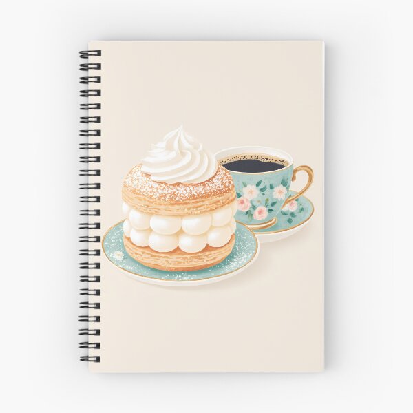 Item preview,  Kawaii Coffee and Semla Fika Cute Scandinavian Art designed and sold by BobaBunny76.