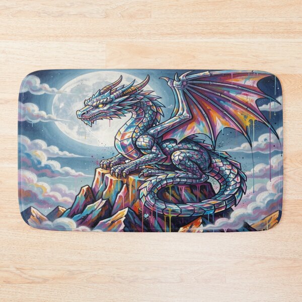 Item preview, Vibrant Dragon Art on Moonlit Peak – Colorful Fantasy Creature by FotoworldEdel designed and sold by FotoworldEdel.
