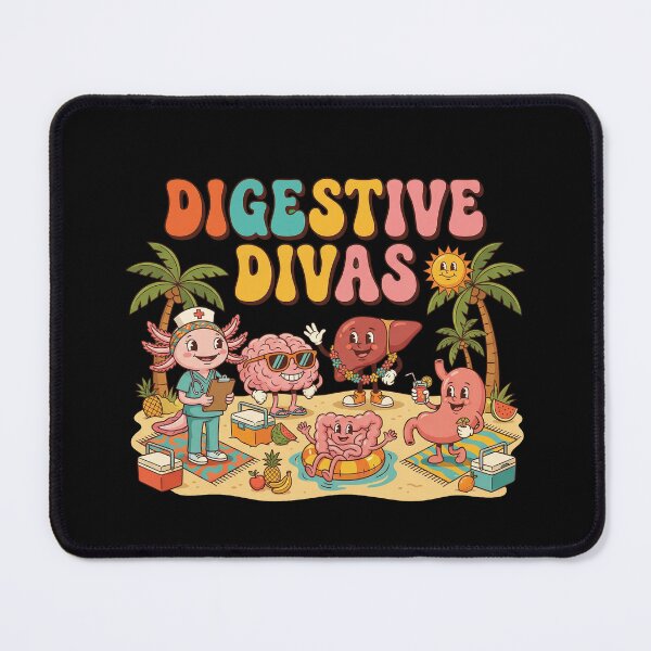 Item preview, Digestive Divas Beach Party - Funny Gastro Nurse Retro Axolotl Art designed and sold by idisshop.