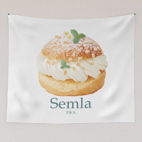 Item preview, Semla Fika Swedish Cream Bun Scandinavian Kitchen Art designed and sold by BobaBunny76.