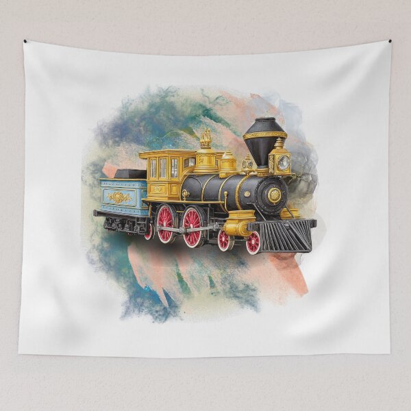 Item preview, Vintage Luxury Steam Train – Golden Steampunk Locomotive Retro Industrial Art for Train Lovers designed and sold by ChenEngEng.