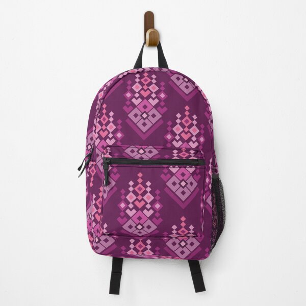 Item preview, Pink Tribal Diamond Pattern on Purple Background designed and sold by PowerAntShop.