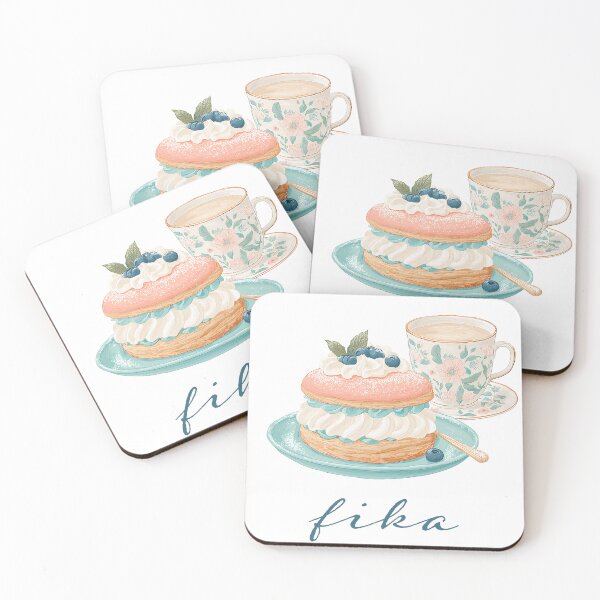 Item preview,  Kawaii Coffee and Semla Fika Cute Scandinavian Art designed and sold by BobaBunny76.