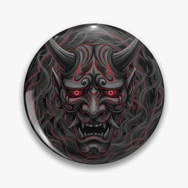 Item preview, Japanese Oni Mask – Dark Samurai Demon Circle Design designed and sold by LavinyArt.