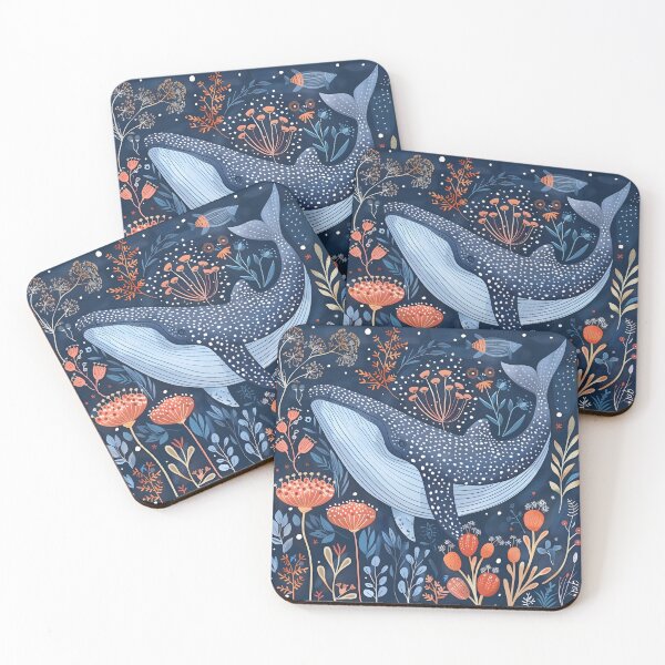 Item preview, Scandinavian Folk Art, Floral Whales Pattern designed and sold by xiao xuans.