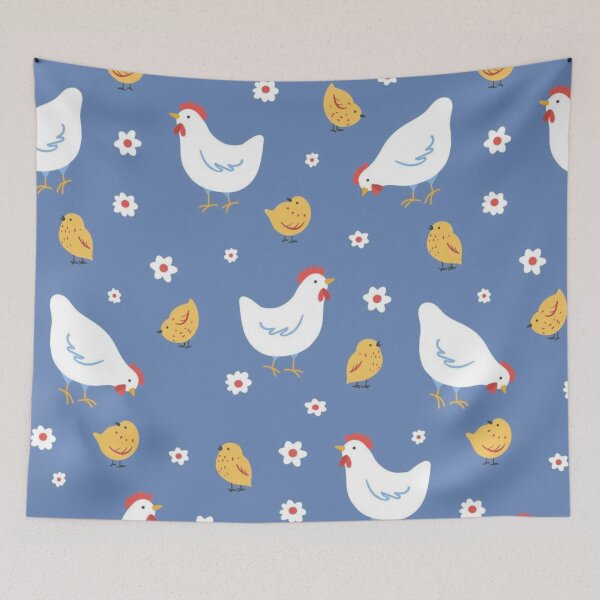 Item preview, "Hen Dance In Spring Blue" designed and sold by iamdesigns14.