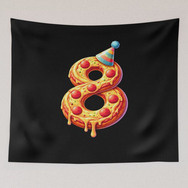 Item preview, Pizza Number 8 Birthday Party Celebration Cute Kids boys Food Art Design  designed and sold by bilal sibgui.