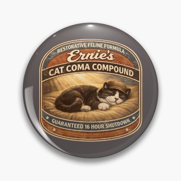 Item preview, Ernie's Cat Coma Compound - Funny Cat Sleeping Shirt, Vintage Cat Lover Shirt, Cosy Cat Nap Design, Lazy Cat Humour  designed and sold by Halejo68.