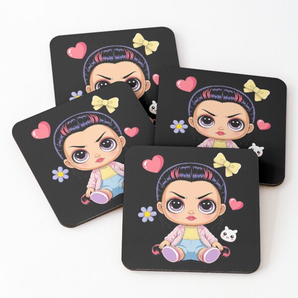 Item preview, Angry Kawaii Doll With Big Eyes And Hearts designed and sold by Amanda's Factory.