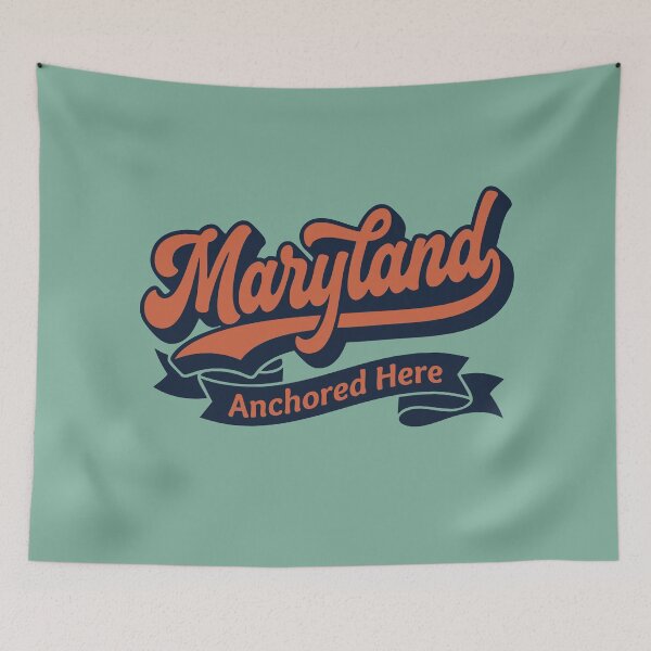 Item preview, Retro Maryland 'Anchored Here' Script Nautical State Pride designed and sold by Cozy-Old-Pub.