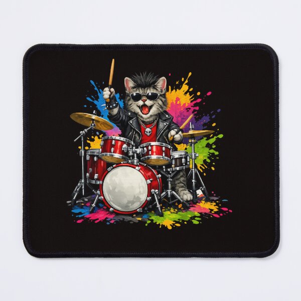 Item preview, Rock Cat Drummer – Color Splash Music Art designed and sold by Tadeusz1.