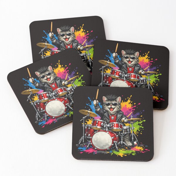 Item preview, Rock Cat Drummer – Color Splash Music Art designed and sold by Tadeusz1.