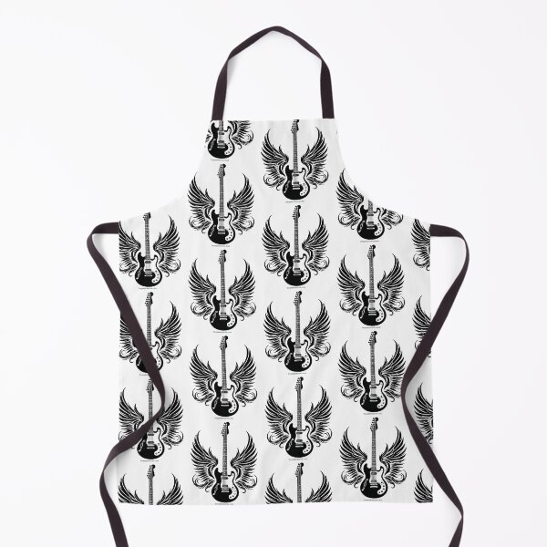 Item preview, Rock & Roll Electric Guitar with Angel Wings - Black and White Tattoo Style designed and sold by picpic2026.