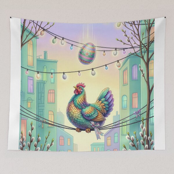 Item preview, Magical Easter Hen and Colorful Egg in the City designed and sold by M-Y-A-R-T-.