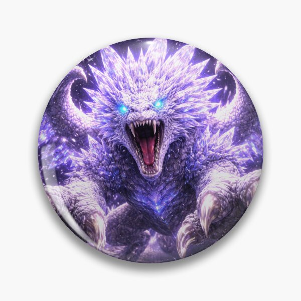 Artikelvorschau, Kristalldrache – Lila Eisdrache mit leuchtenden Augen, Fantasiewesen, magische Kreatur, epische Drachenkunst, düstere Fantasy-Illustration, mystisches Kreaturendesign entworfen und verkauft von DrakariArt.