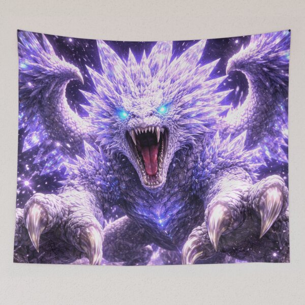Item preview, Crystal Dragon – Purple Ice Dragon with Glowing Eyes, Fantasy Beast, Magical Creature, Epic Dragon Art, Dark Fantasy Illustration, Mystic Creature Design designed and sold by DrakariArt.