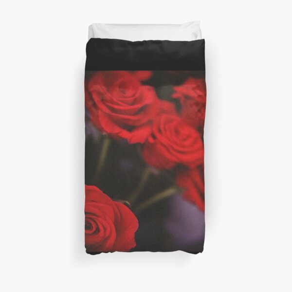 Analog photo of bunch bouquet of red roses Duvet Cover