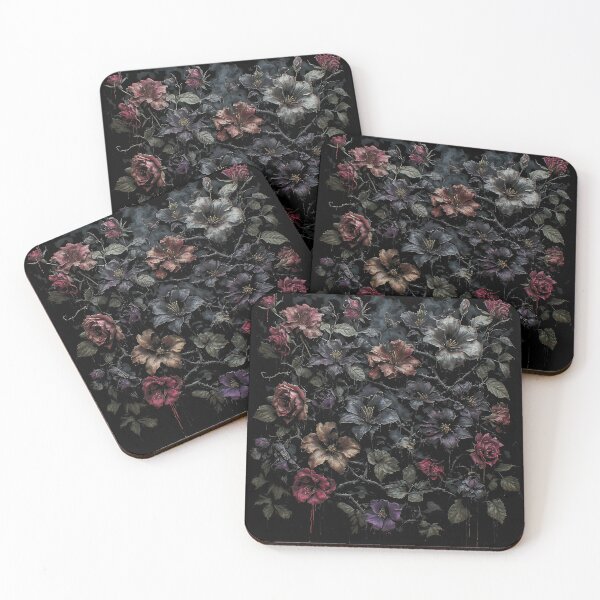 Item preview, Gothic Dark Flowers Moody Botanical Pattern (BLACK) designed and sold by MorbidDreams.