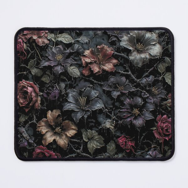 Item preview, Gothic Dark Flowers Moody Botanical Pattern (BLACK) designed and sold by MorbidDreams.