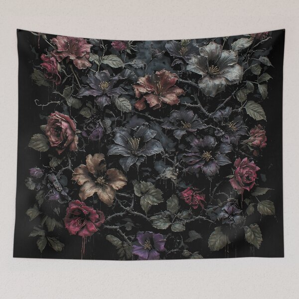 Item preview, Gothic Dark Flowers Moody Botanical Pattern (BLACK) designed and sold by MorbidDreams.